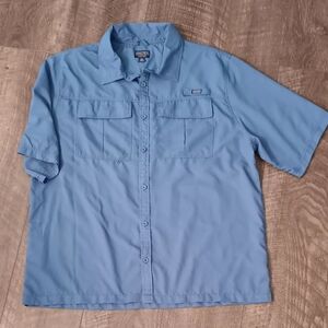 Men's Blue Short Sleeve Button Down Shirt
